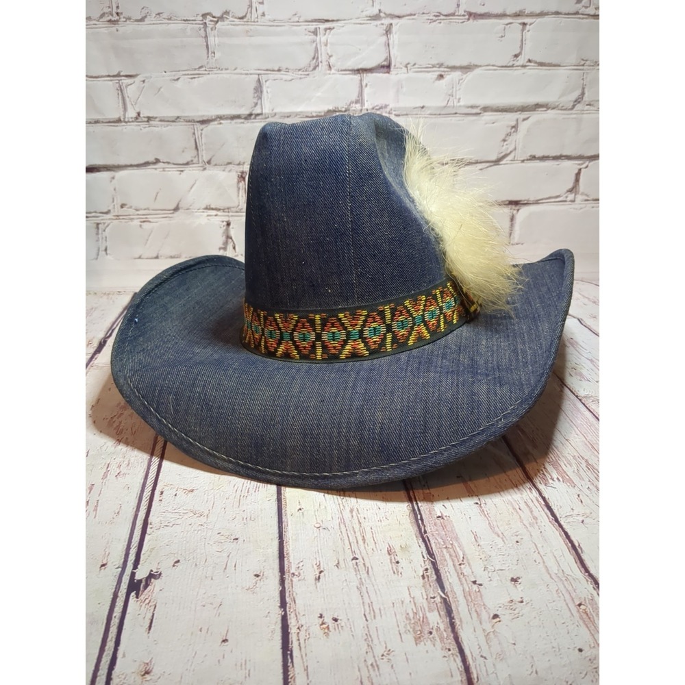 United Hatters Mens Blue Denim Wide Brim Cowboy Hat Sz.M
